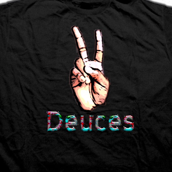 Deuces Peace Sign T Shirt Hand Printed Streetwear By Indegenius
